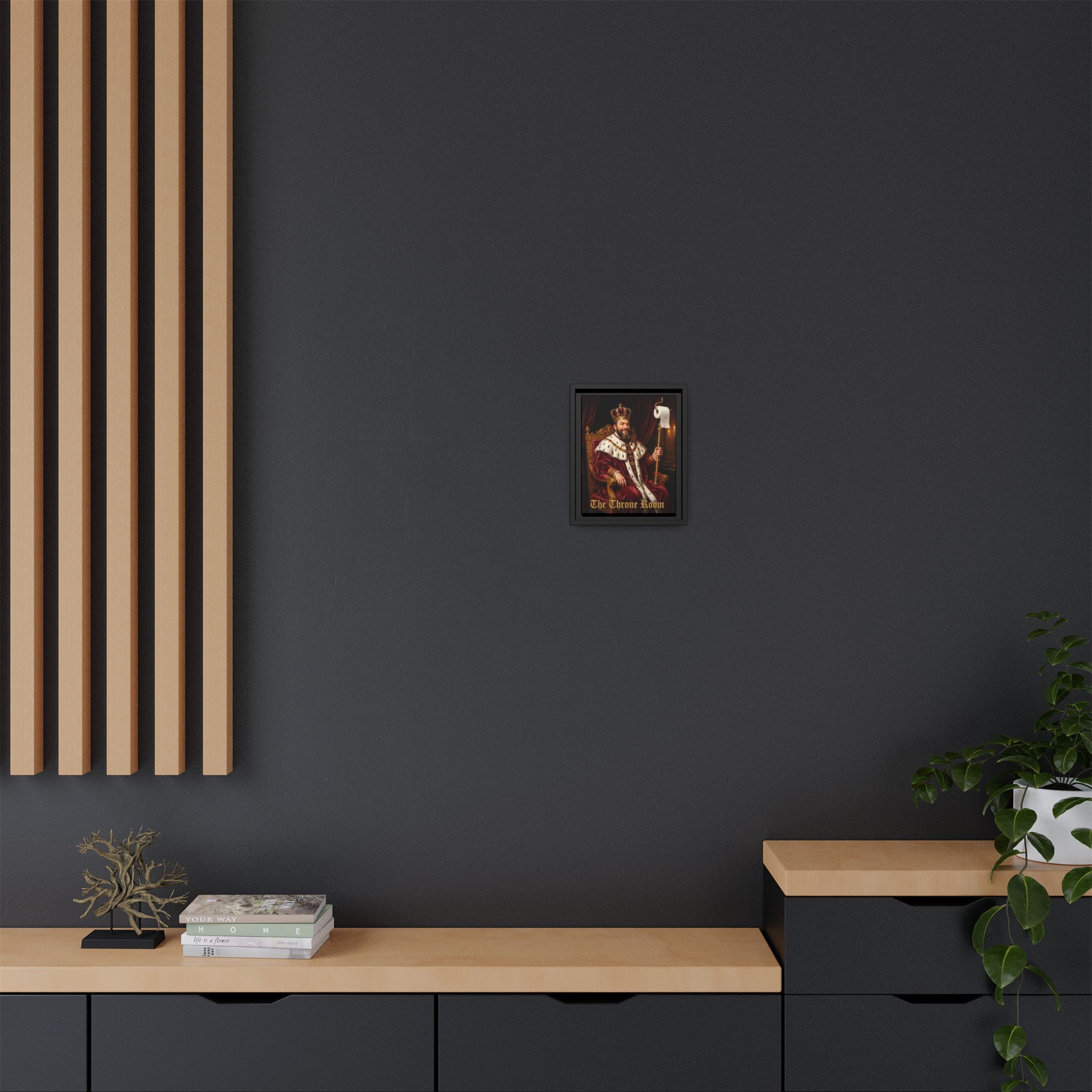 "The Throne Room" - Funny Bathroom Wall Art - Framed Matte Canvas- Regal King Portrait - Image 8