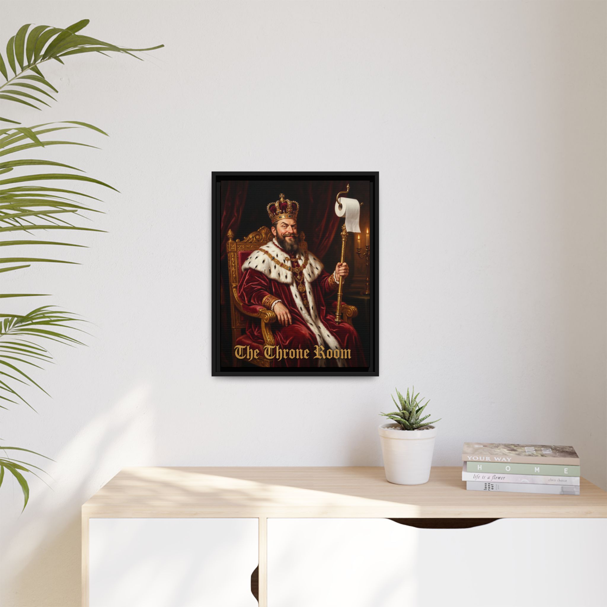 "The Throne Room" - Funny Bathroom Wall Art - Framed Matte Canvas- Regal King Portrait - Image 11