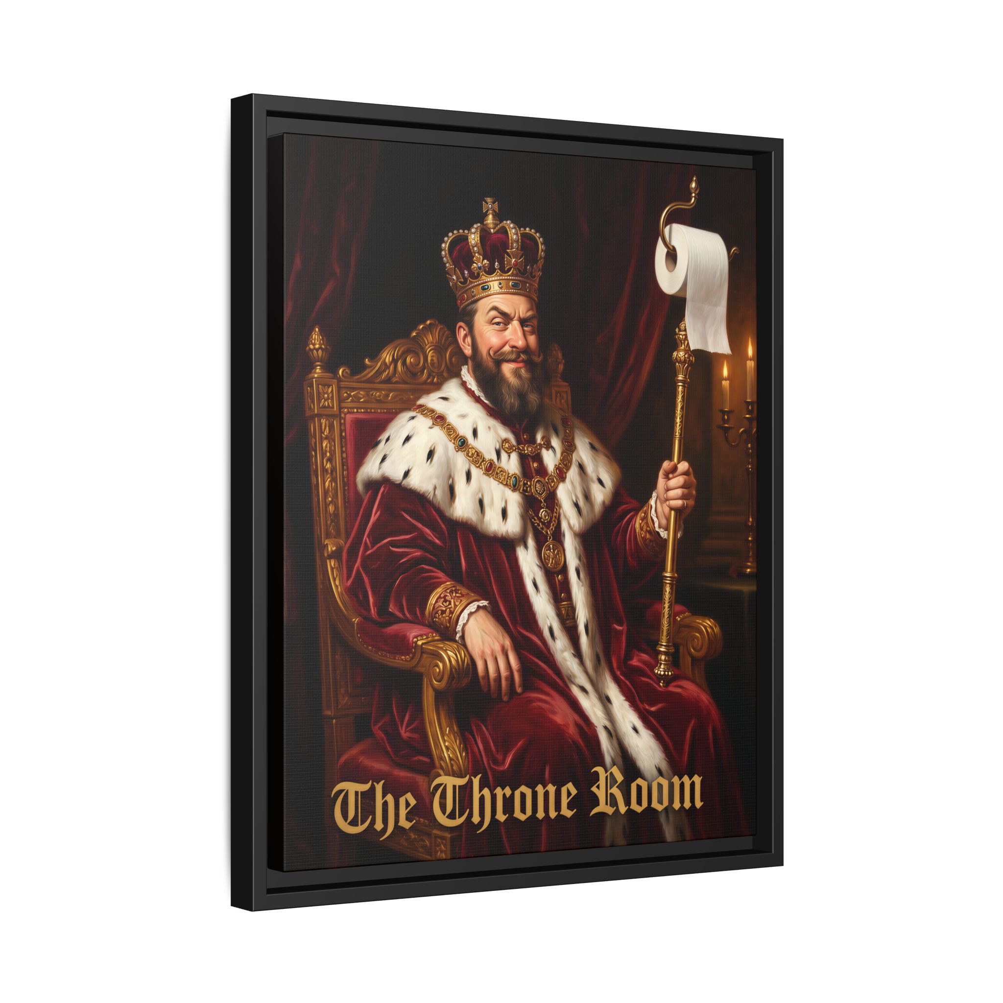 "The Throne Room" - Funny Bathroom Wall Art - Framed Matte Canvas- Regal King Portrait - Image 10