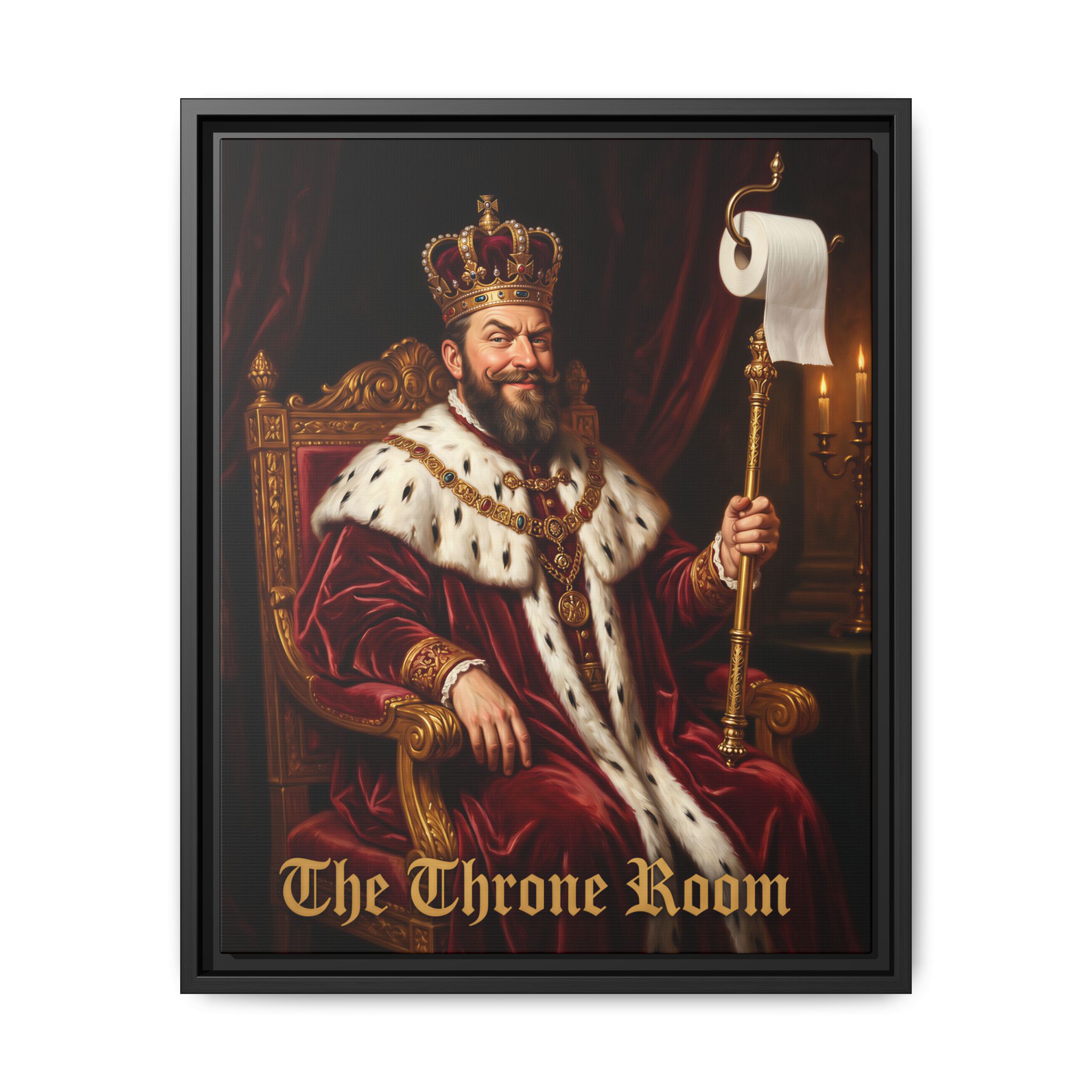 "The Throne Room" - Funny Bathroom Wall Art - Framed Matte Canvas- Regal King Portrait - Image 9