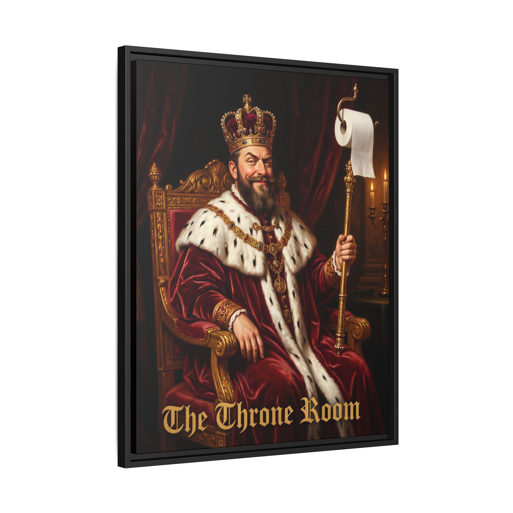 "The Throne Room" - Funny Bathroom Wall Art - Framed Matte Canvas- Regal King Portrait - Image 14