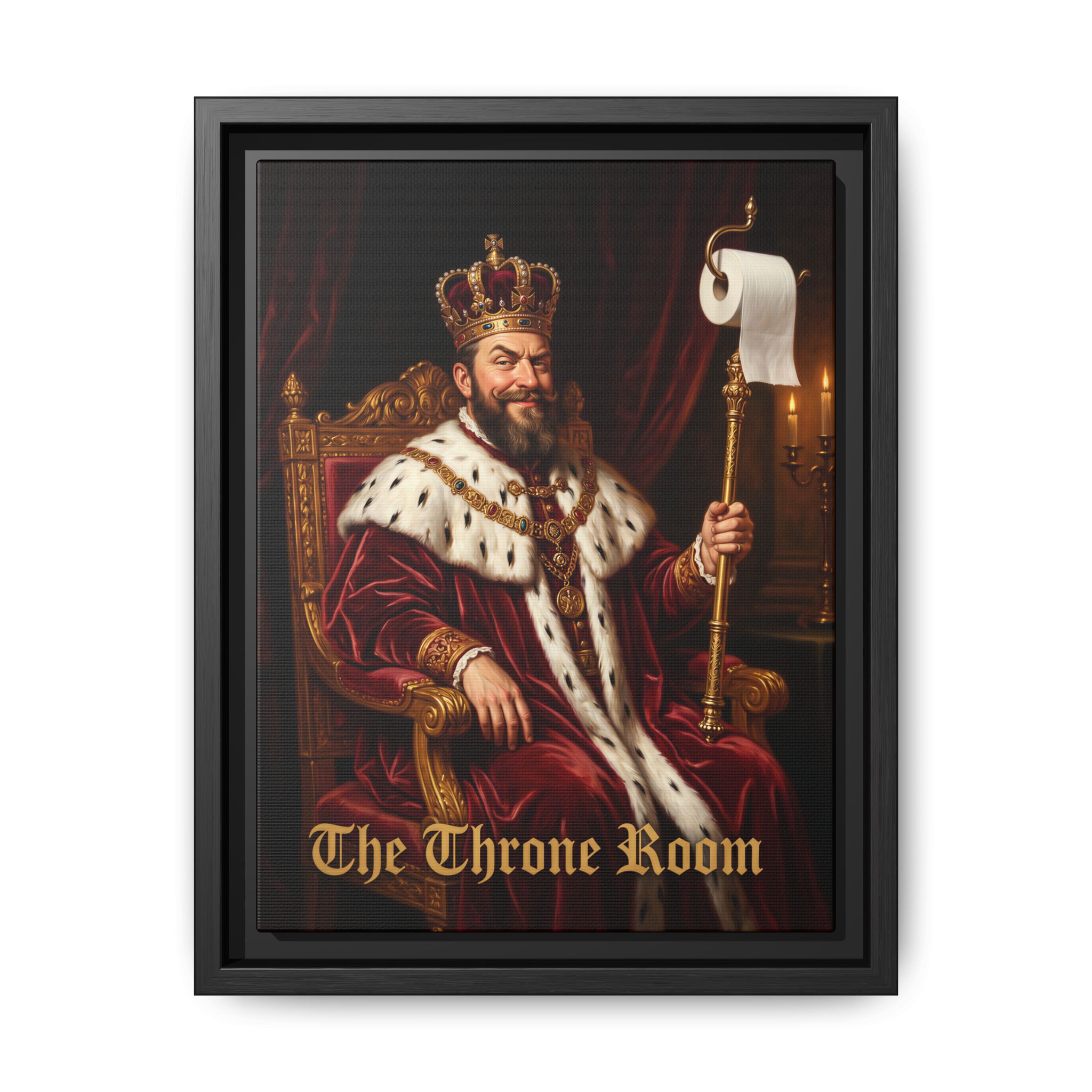 "The Throne Room" - Funny Bathroom Wall Art - Framed Matte Canvas- Regal King Portrait - Image 17