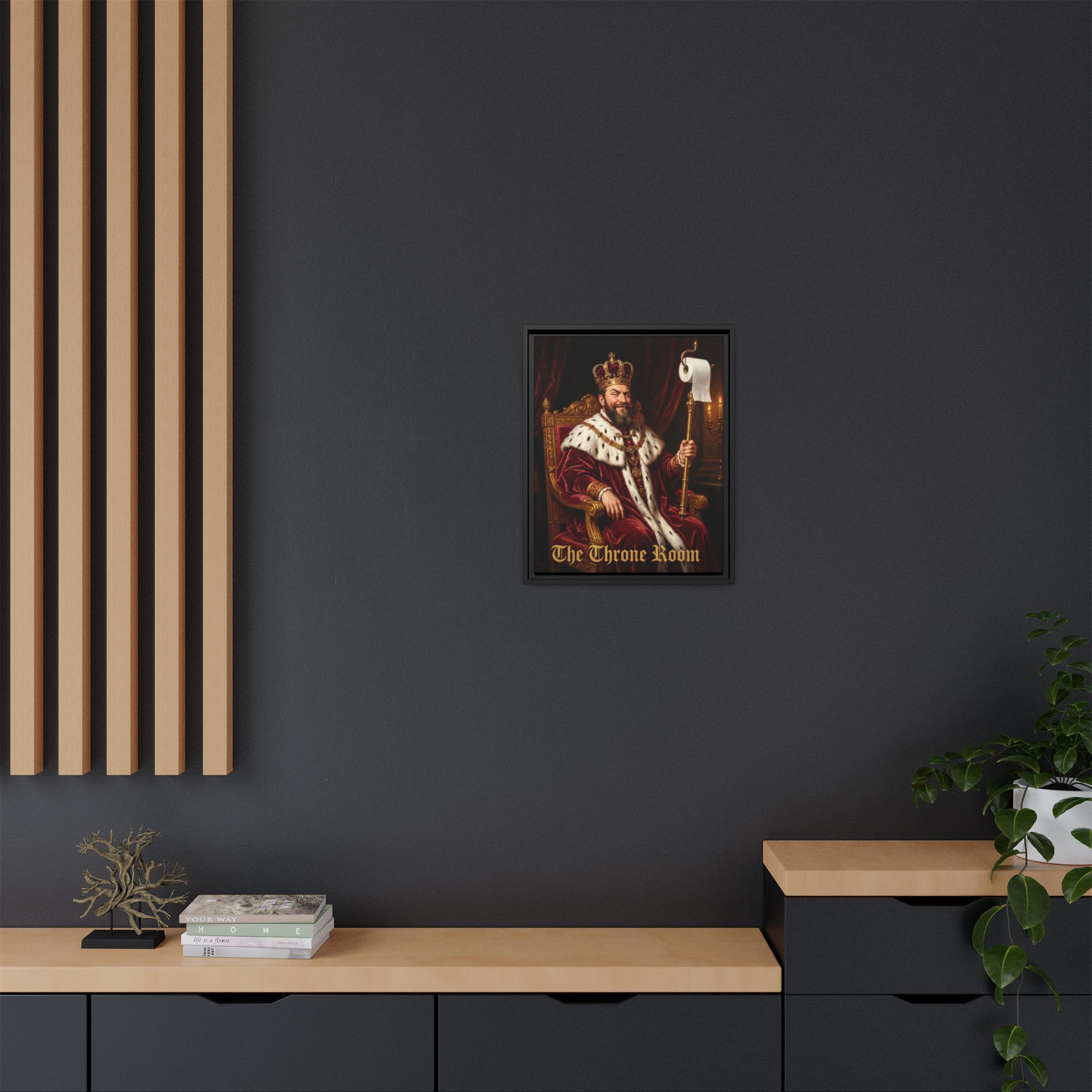 "The Throne Room" - Funny Bathroom Wall Art - Framed Matte Canvas- Regal King Portrait - Image 12
