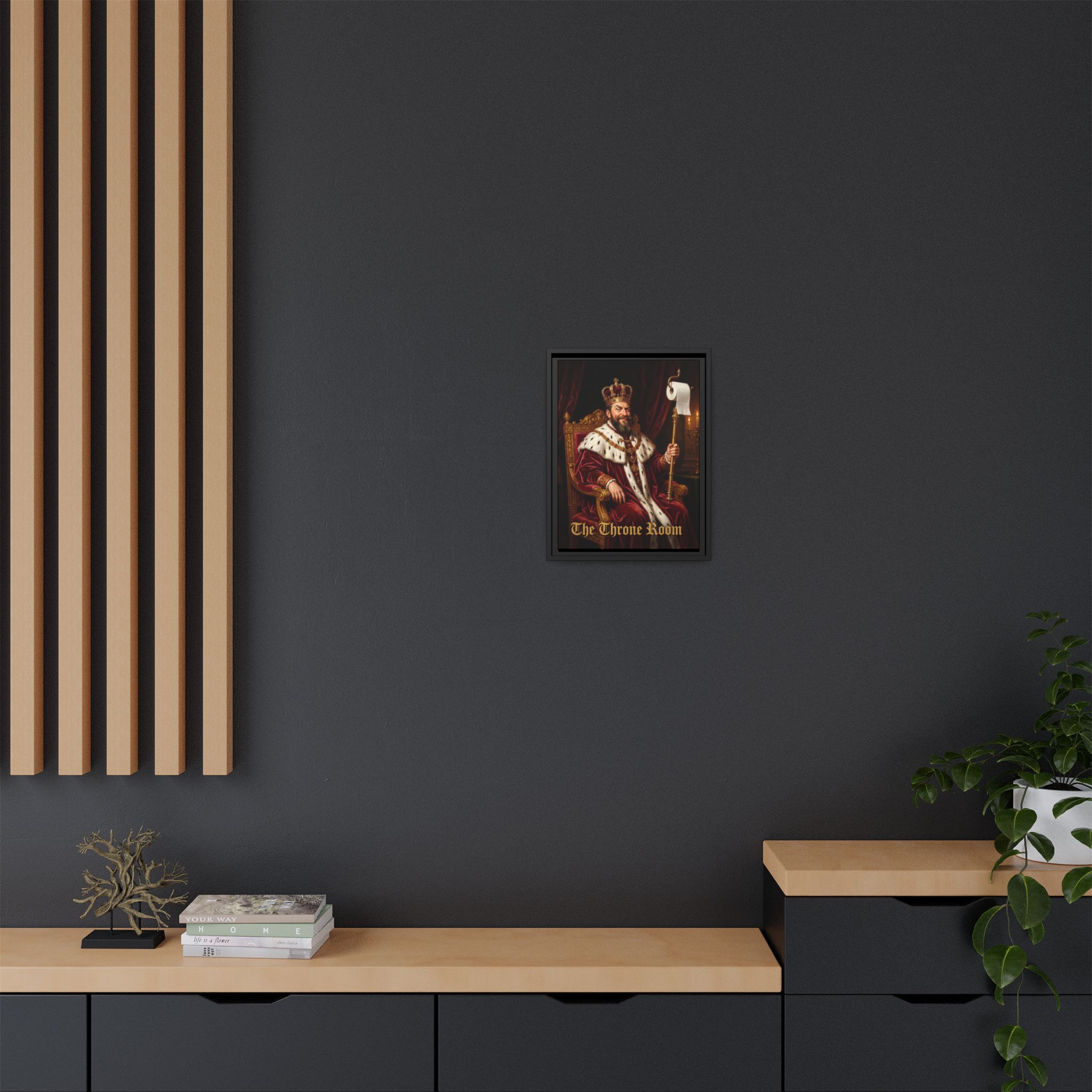 "The Throne Room" - Funny Bathroom Wall Art - Framed Matte Canvas- Regal King Portrait - Image 4