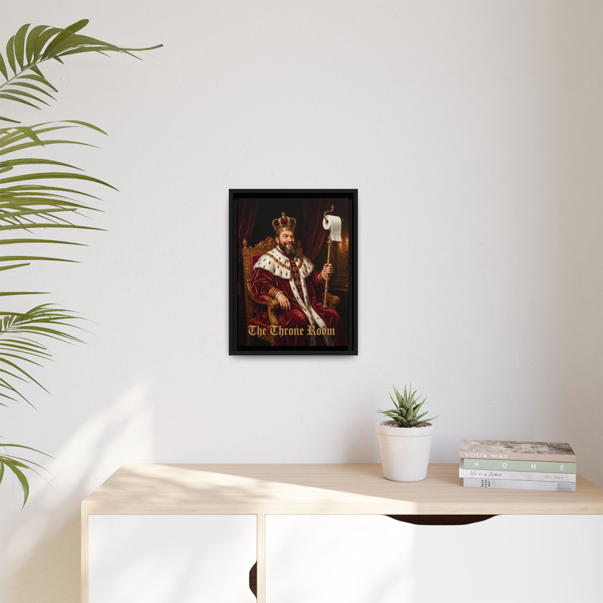 "The Throne Room" - Funny Bathroom Wall Art - Framed Matte Canvas- Regal King Portrait - Image 3