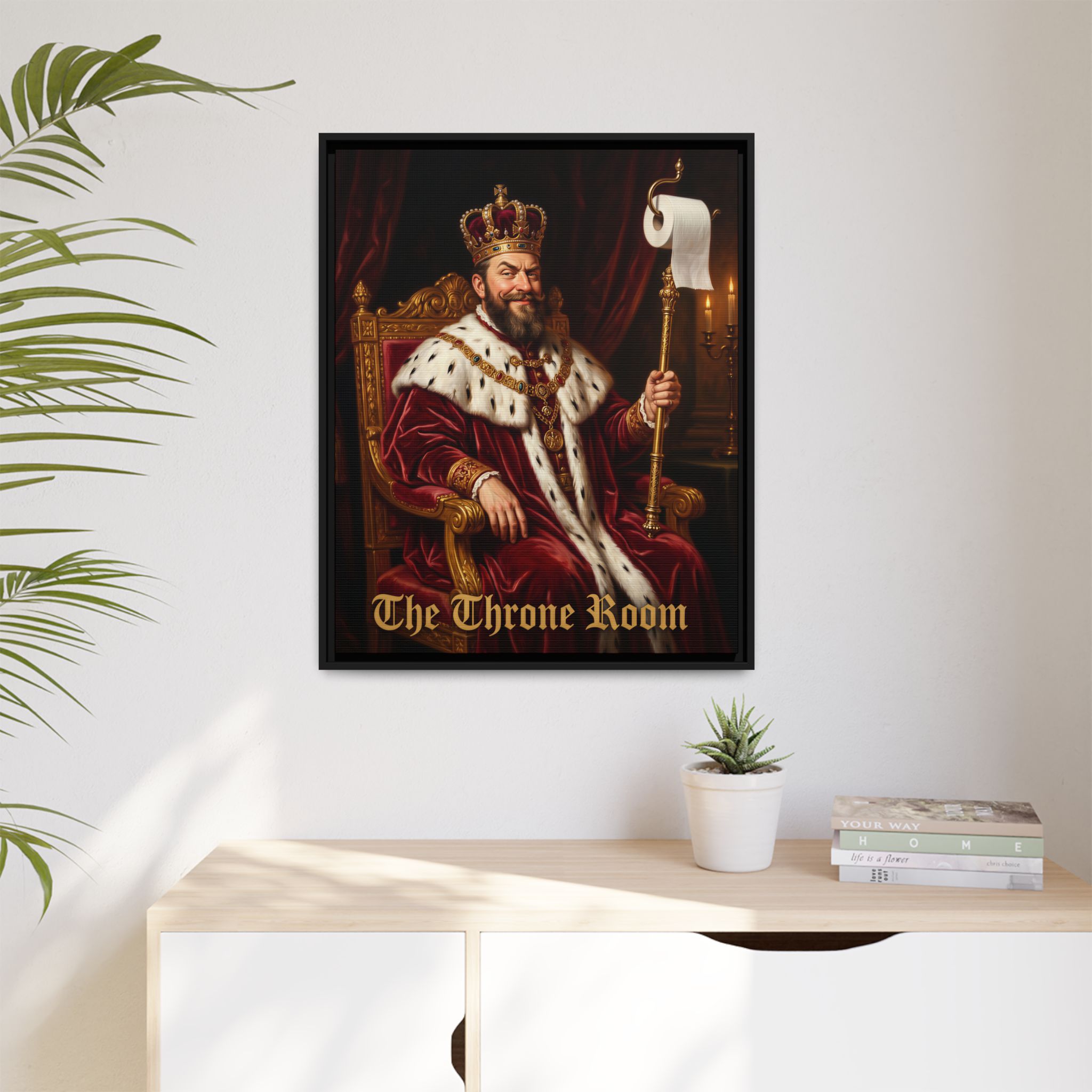 "The Throne Room" - Funny Bathroom Wall Art - Framed Matte Canvas- Regal King Portrait - Image 15
