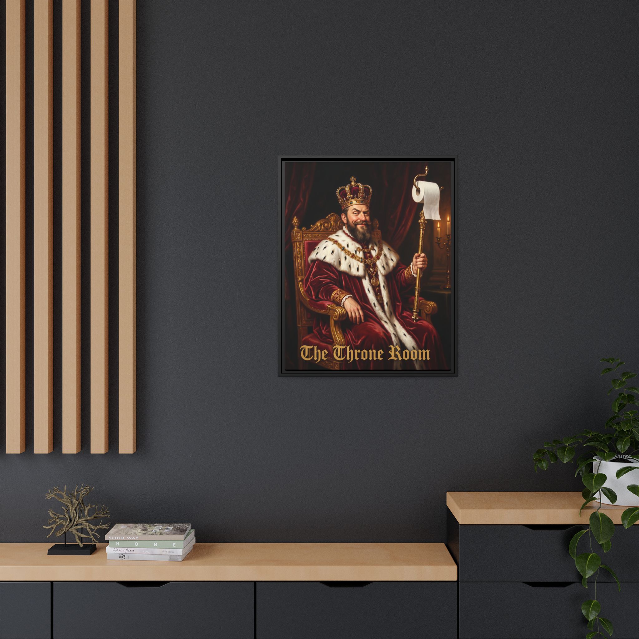 "The Throne Room" - Funny Bathroom Wall Art - Framed Matte Canvas- Regal King Portrait - Image 16