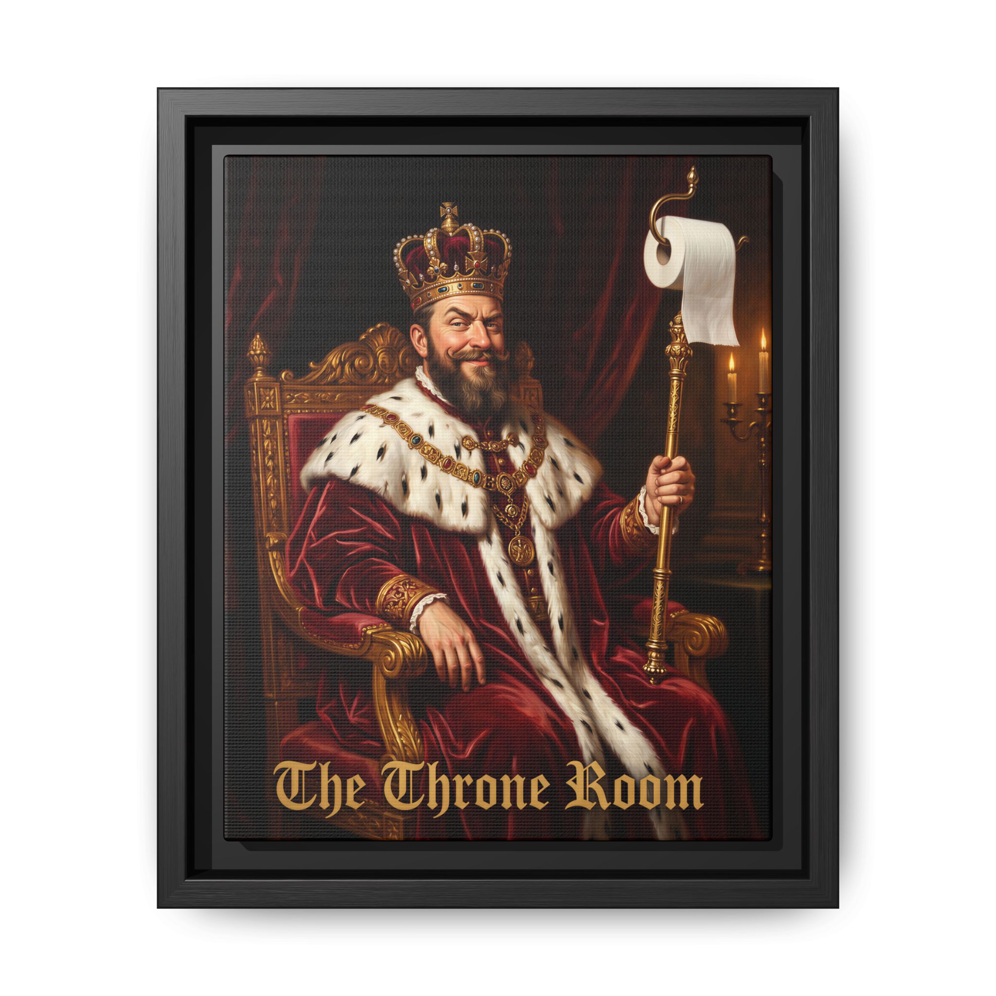 "The Throne Room" - Funny Bathroom Wall Art - Framed Matte Canvas- Regal King Portrait - Image 5