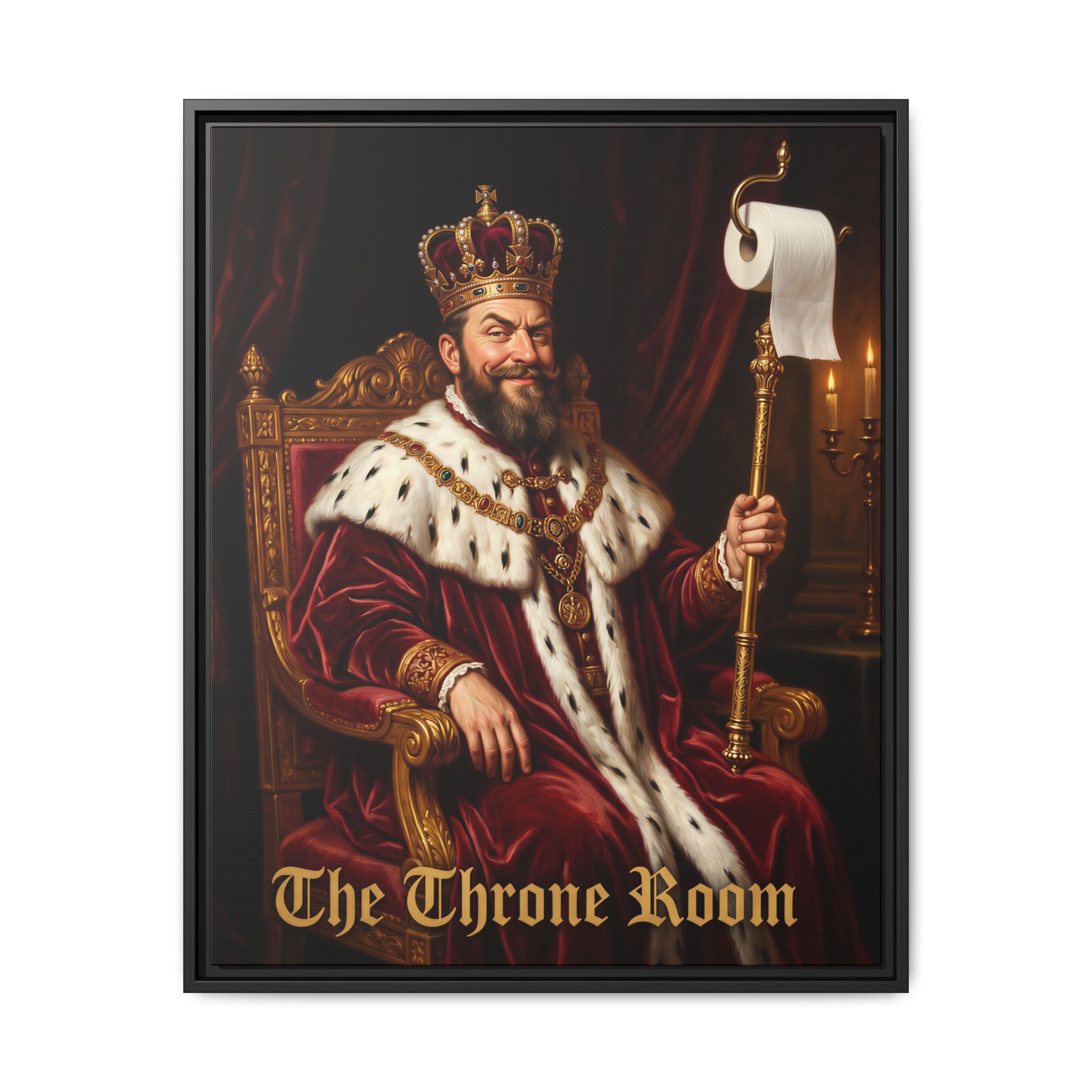 "The Throne Room" - Funny Bathroom Wall Art - Framed Matte Canvas- Regal King Portrait - Image 13