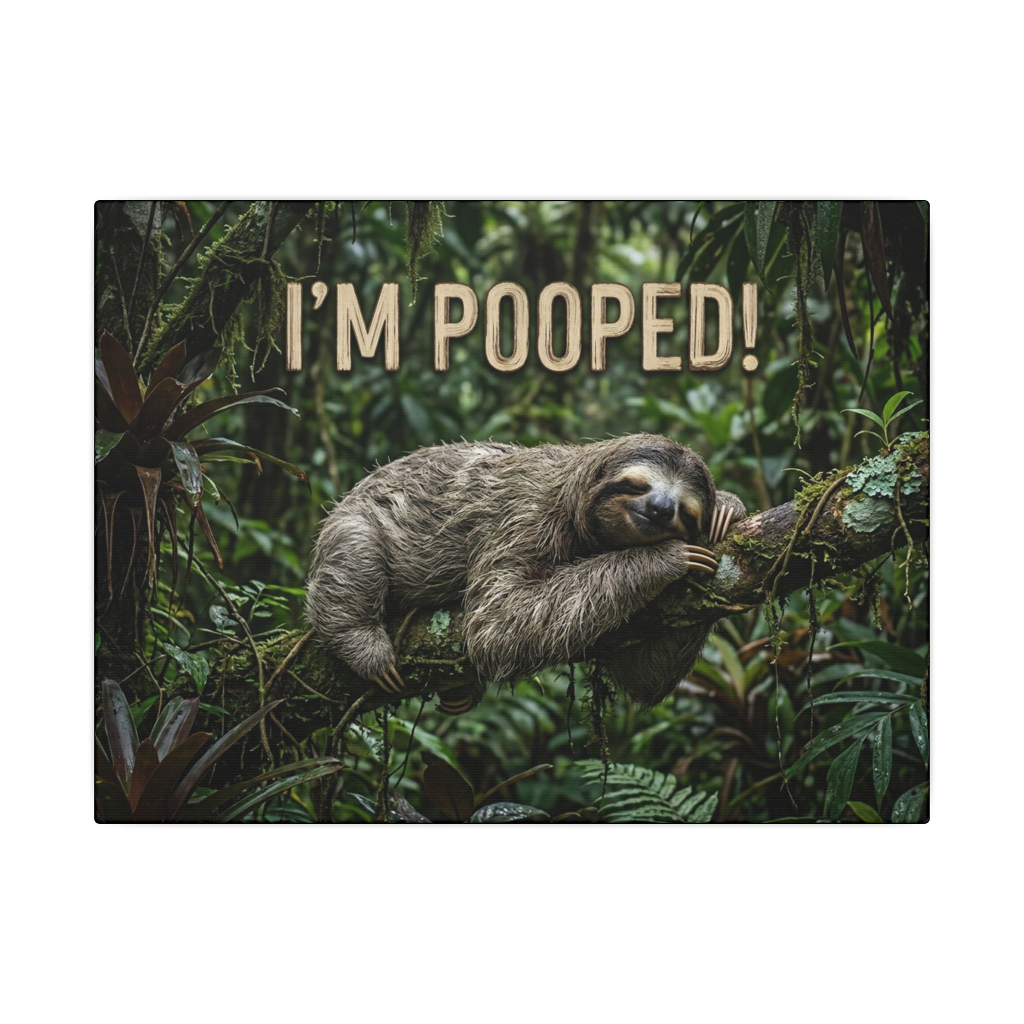 Sloth "I'm Pooped!" Funny Bathroom Wall Art Canvas - Matte Stretched Canvas - Image 17