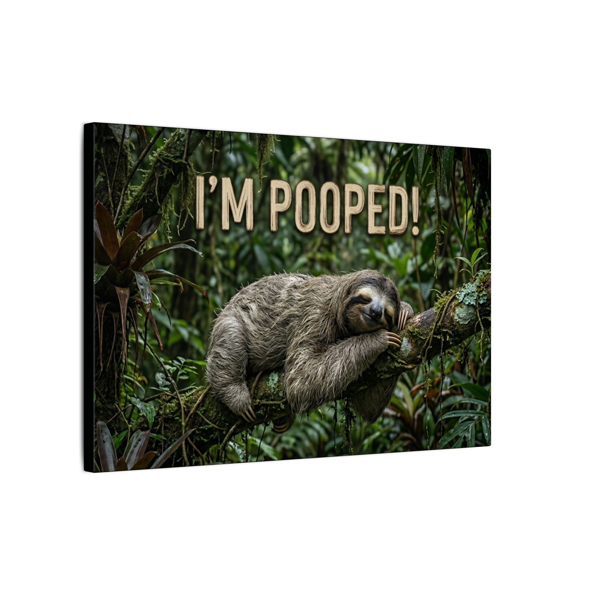 Sloth "I'm Pooped!" Funny Bathroom Wall Art Canvas - Matte Stretched Canvas - Image 2