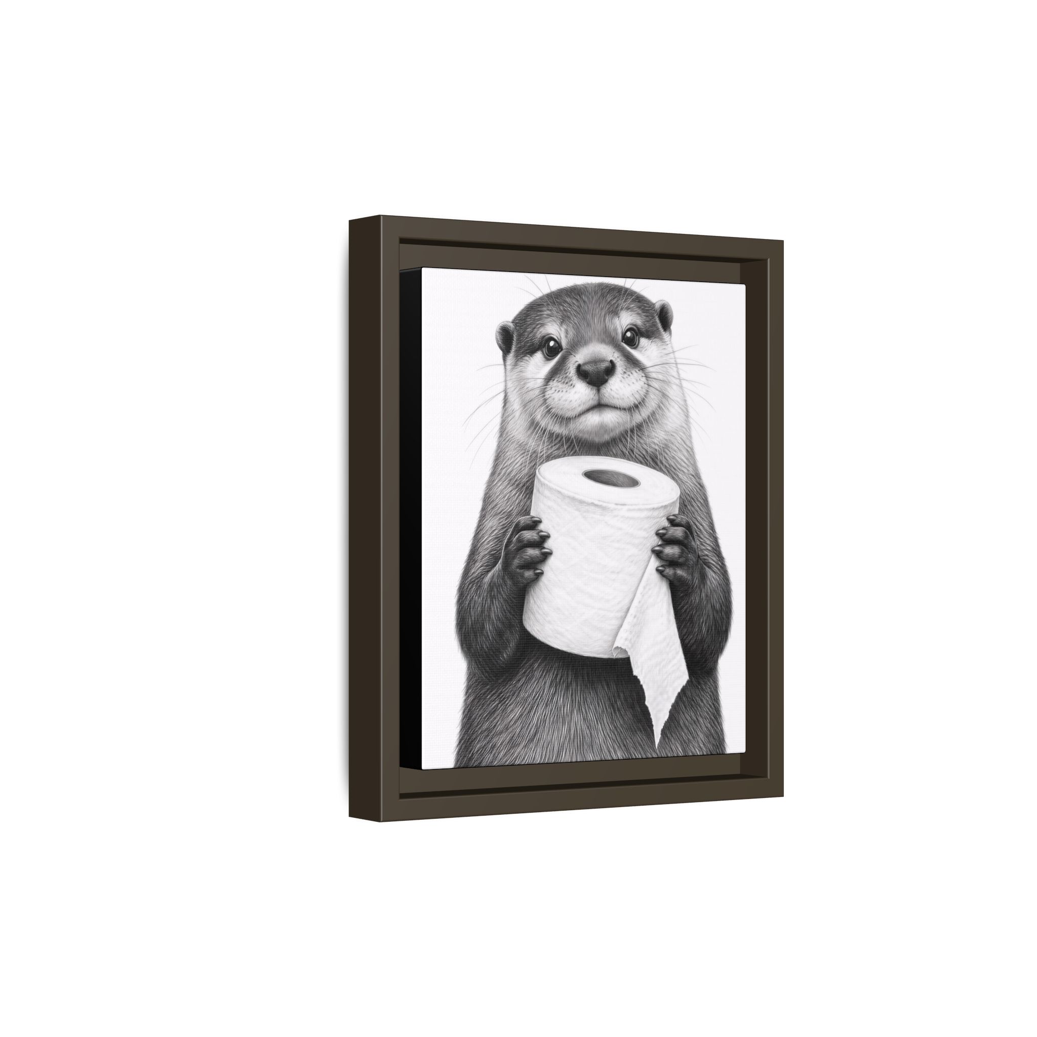 Smiling Otter Holding Toilet Paper Matte Canvas Framed | Funny Bathroom Wall Art - Image 18
