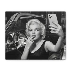 Marilyn Monroe Taking a Selfie Matte Canvas Print - Retro Vintage Hollywood Selfie Wall Art