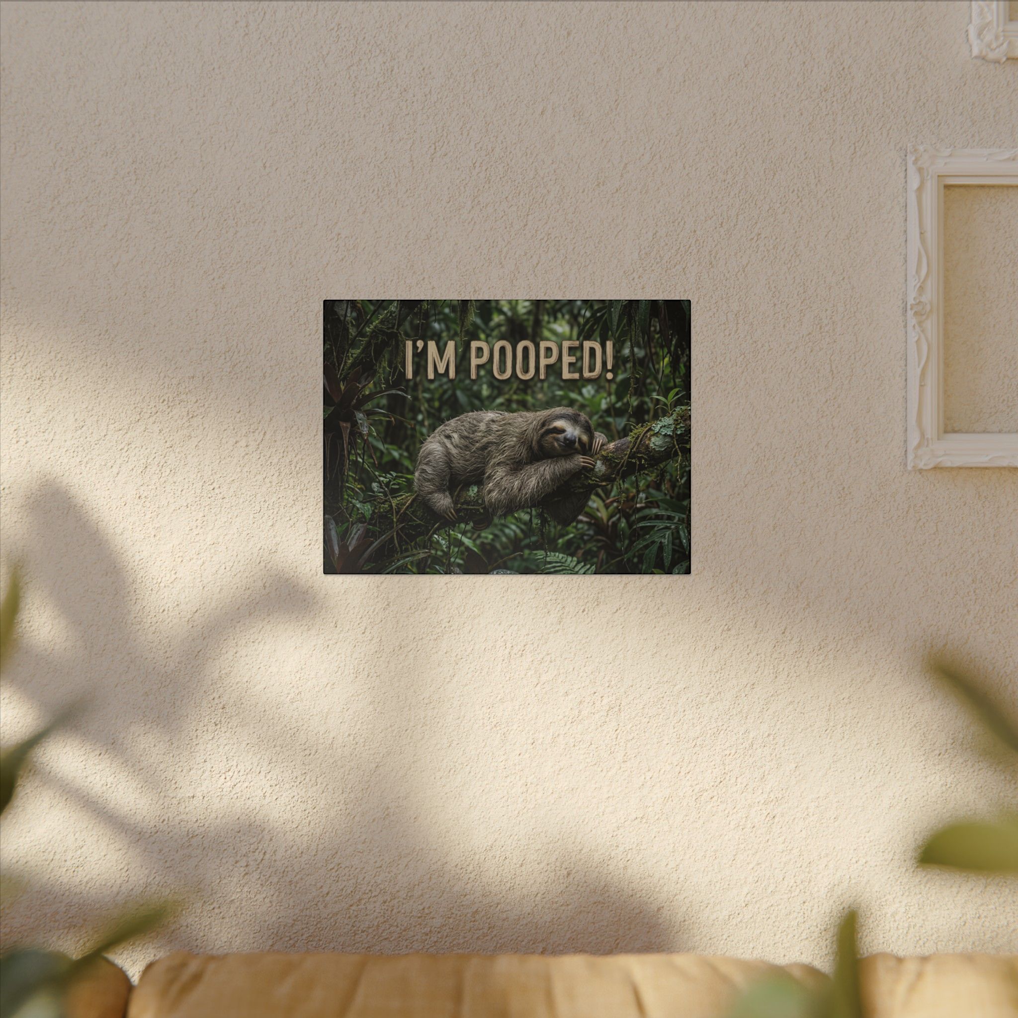 Sloth "I'm Pooped!" Funny Bathroom Wall Art Canvas - Matte Stretched Canvas - Image 15