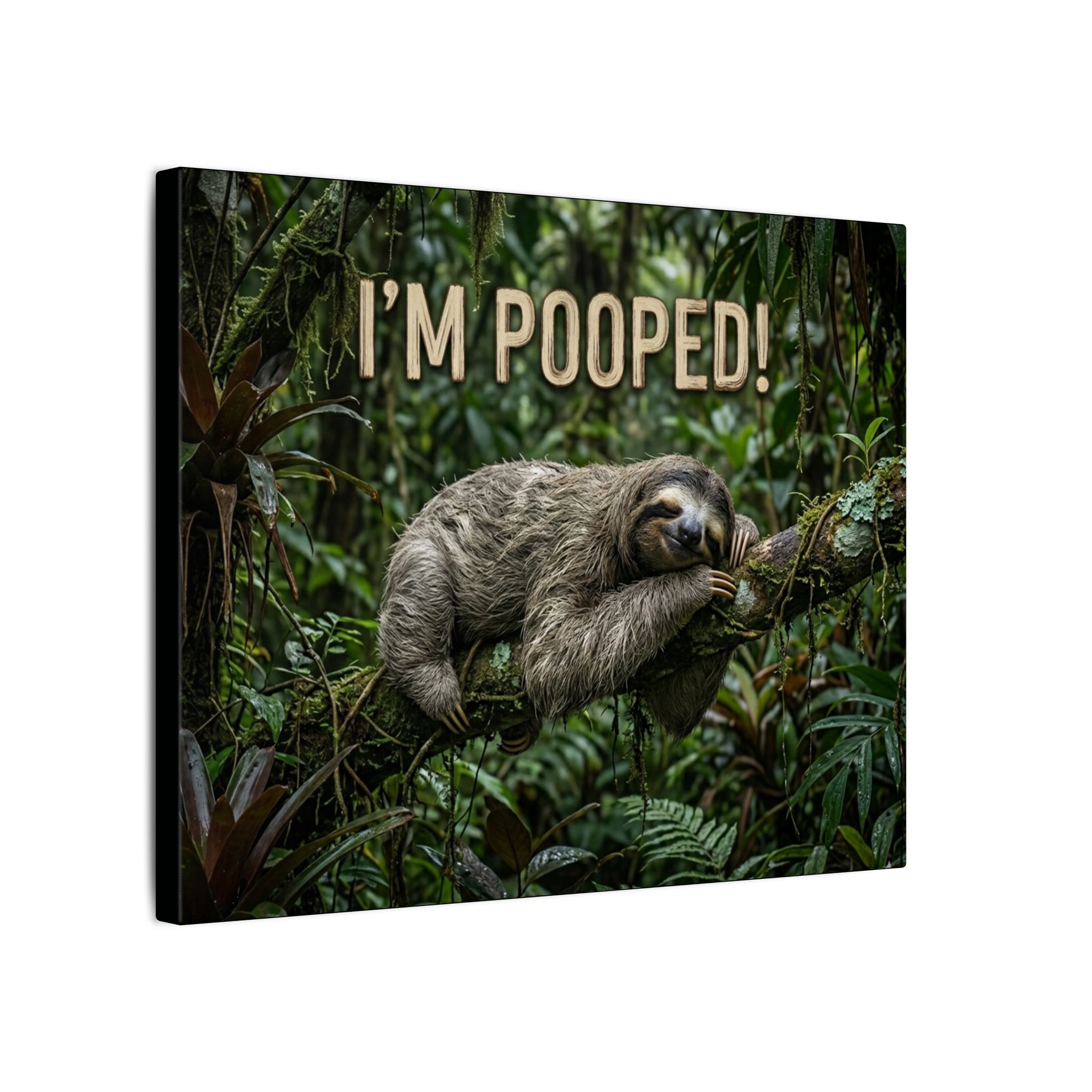 Sloth "I'm Pooped!" Funny Bathroom Wall Art Canvas - Matte Stretched Canvas - Image 10
