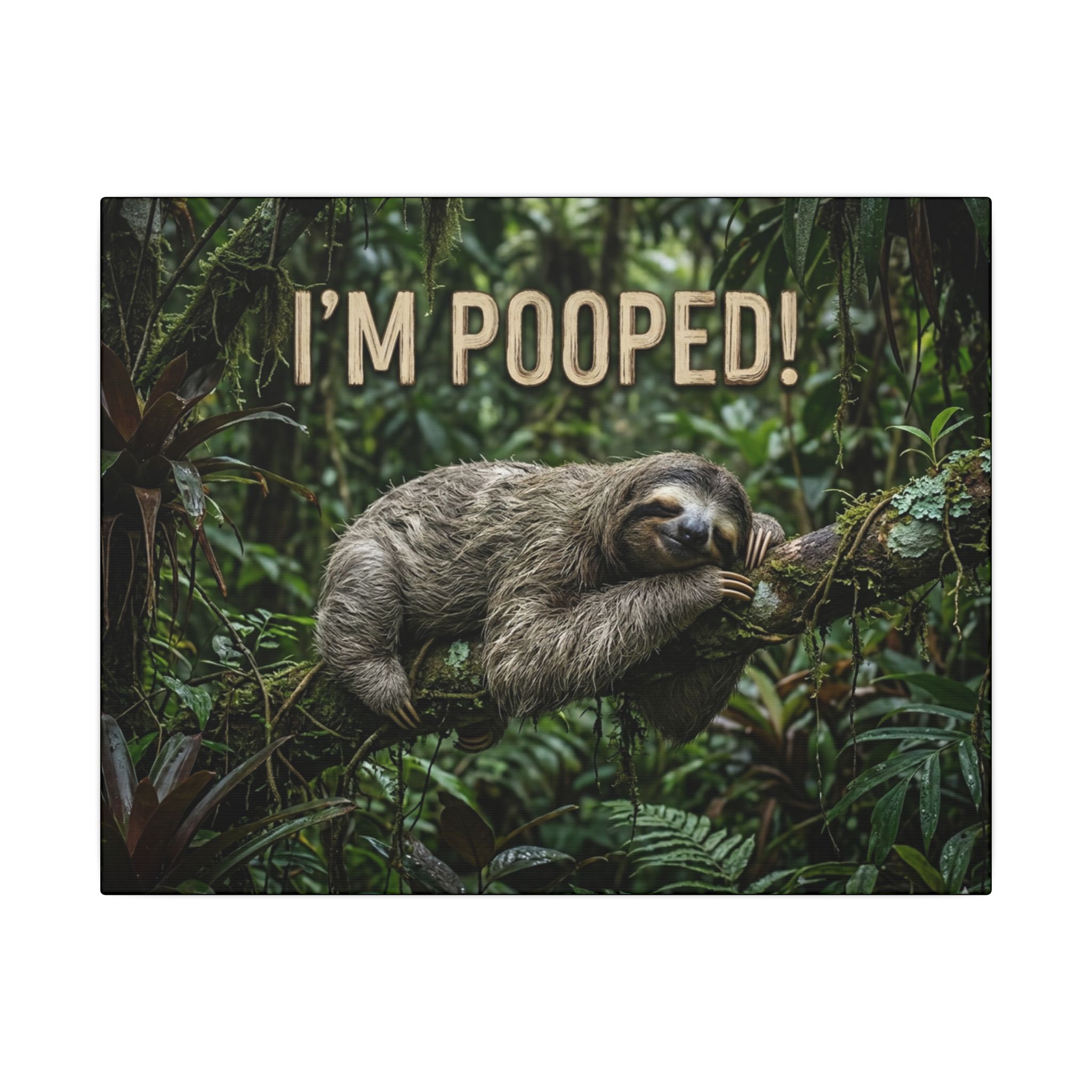 Sloth "I'm Pooped!" Funny Bathroom Wall Art Canvas - Matte Stretched Canvas - Image 9