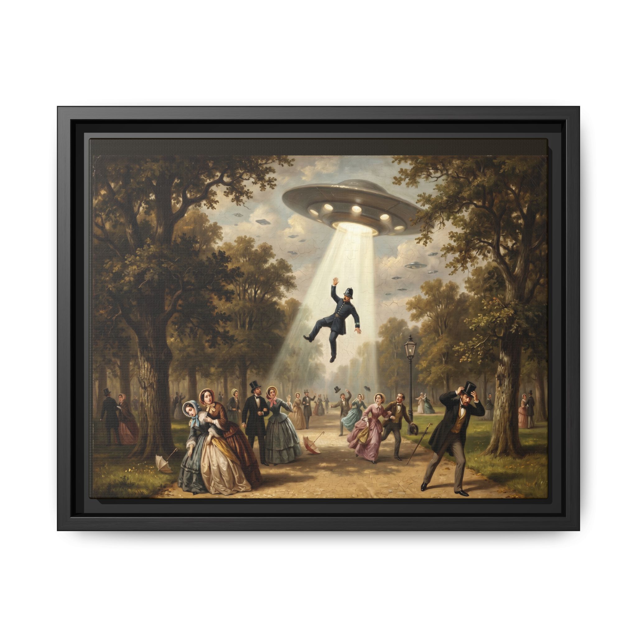 Vintage Park UFO Abduction - Funny Bathroom Art - Matte Canvas Framed Print - Image 9