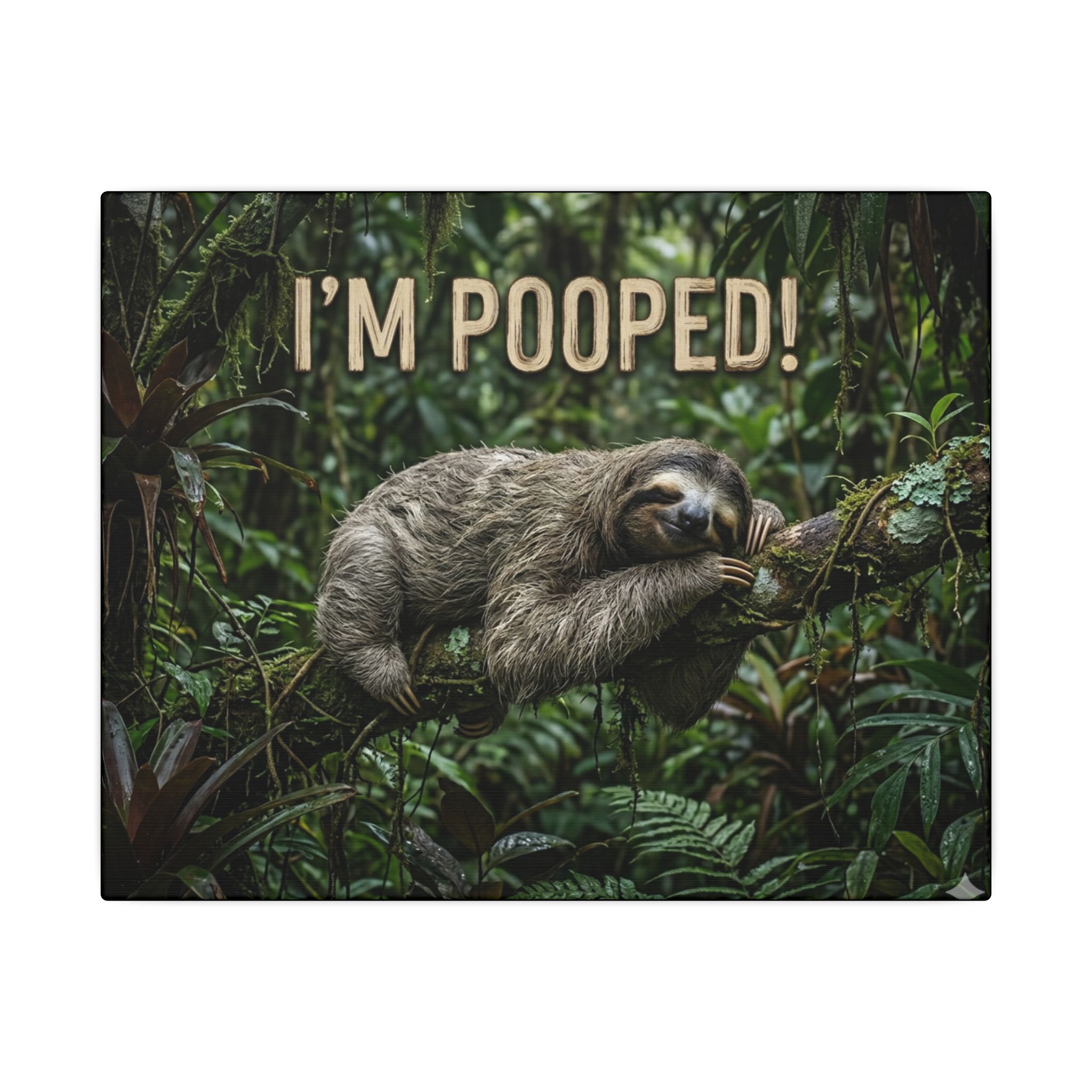 Sloth "I'm Pooped!" Funny Bathroom Wall Art Canvas - Matte Stretched Canvas - Image 5