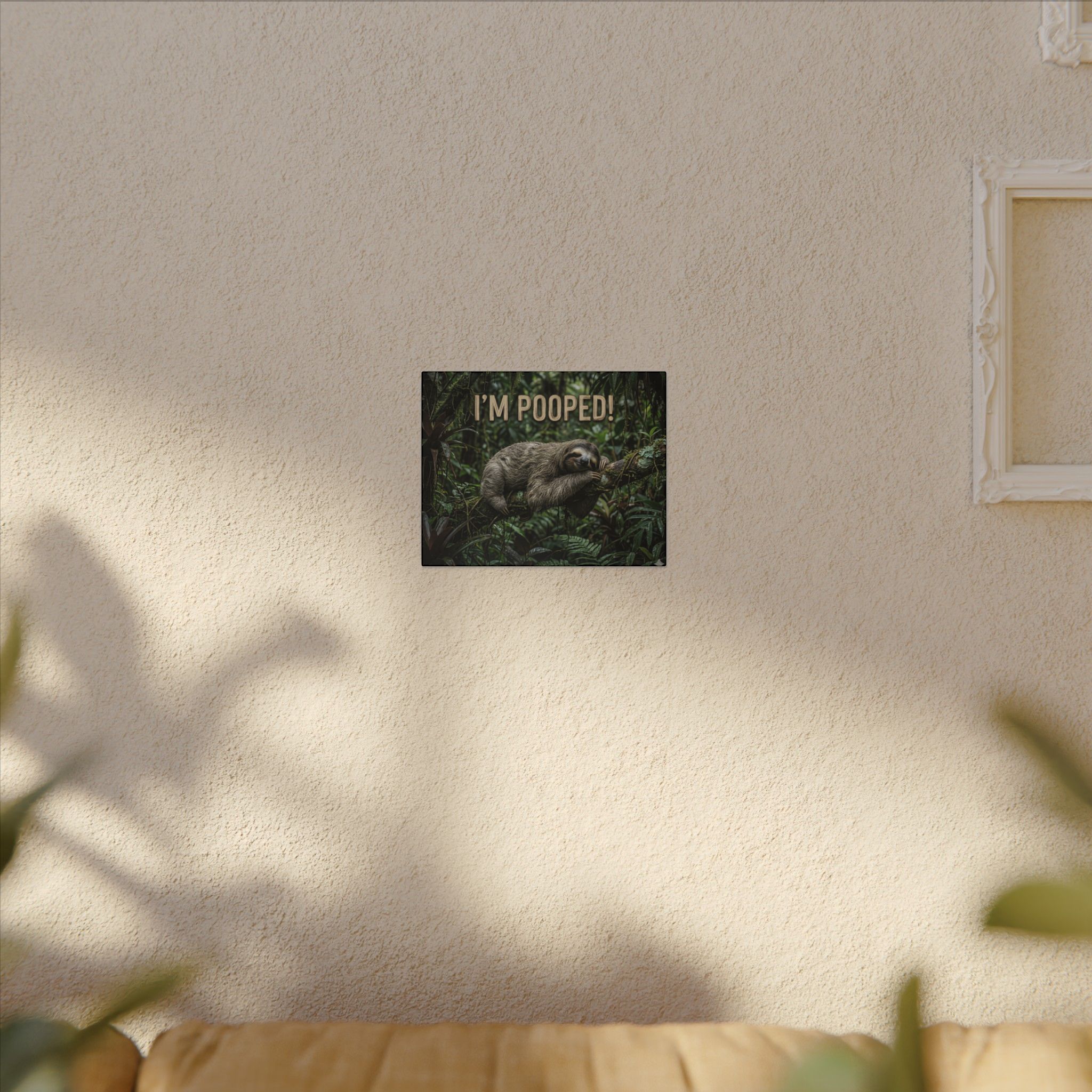 Sloth "I'm Pooped!" Funny Bathroom Wall Art Canvas - Matte Stretched Canvas - Image 7