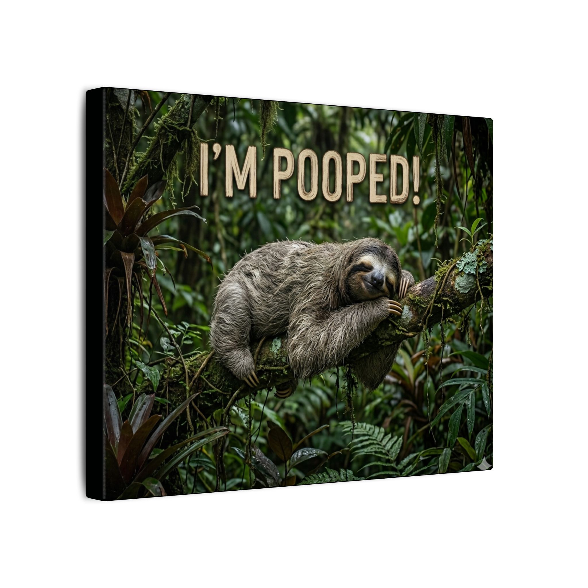 Sloth "I'm Pooped!" Funny Bathroom Wall Art Canvas - Matte Stretched Canvas - Image 6