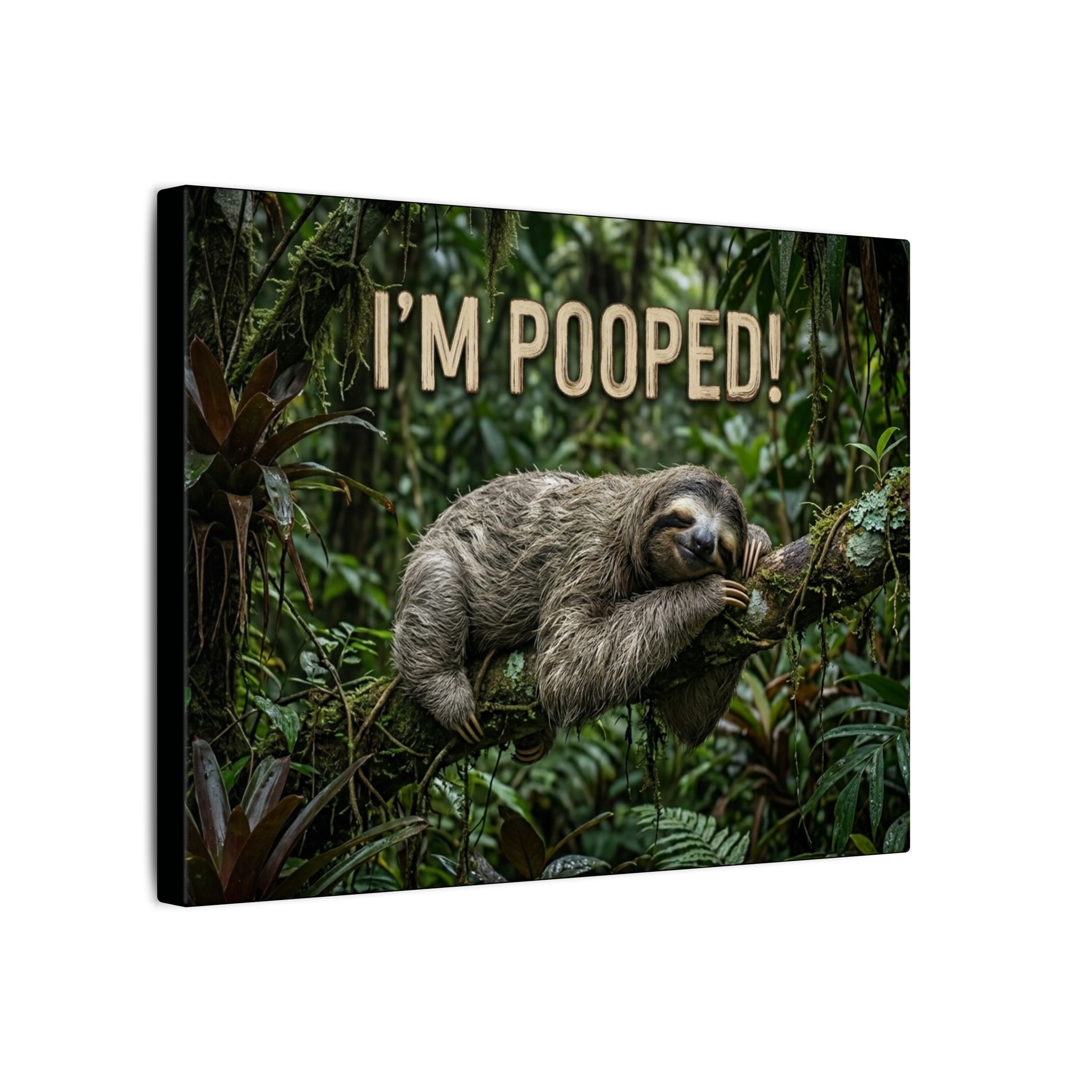 Sloth "I'm Pooped!" Funny Bathroom Wall Art Canvas - Matte Stretched Canvas - Image 18