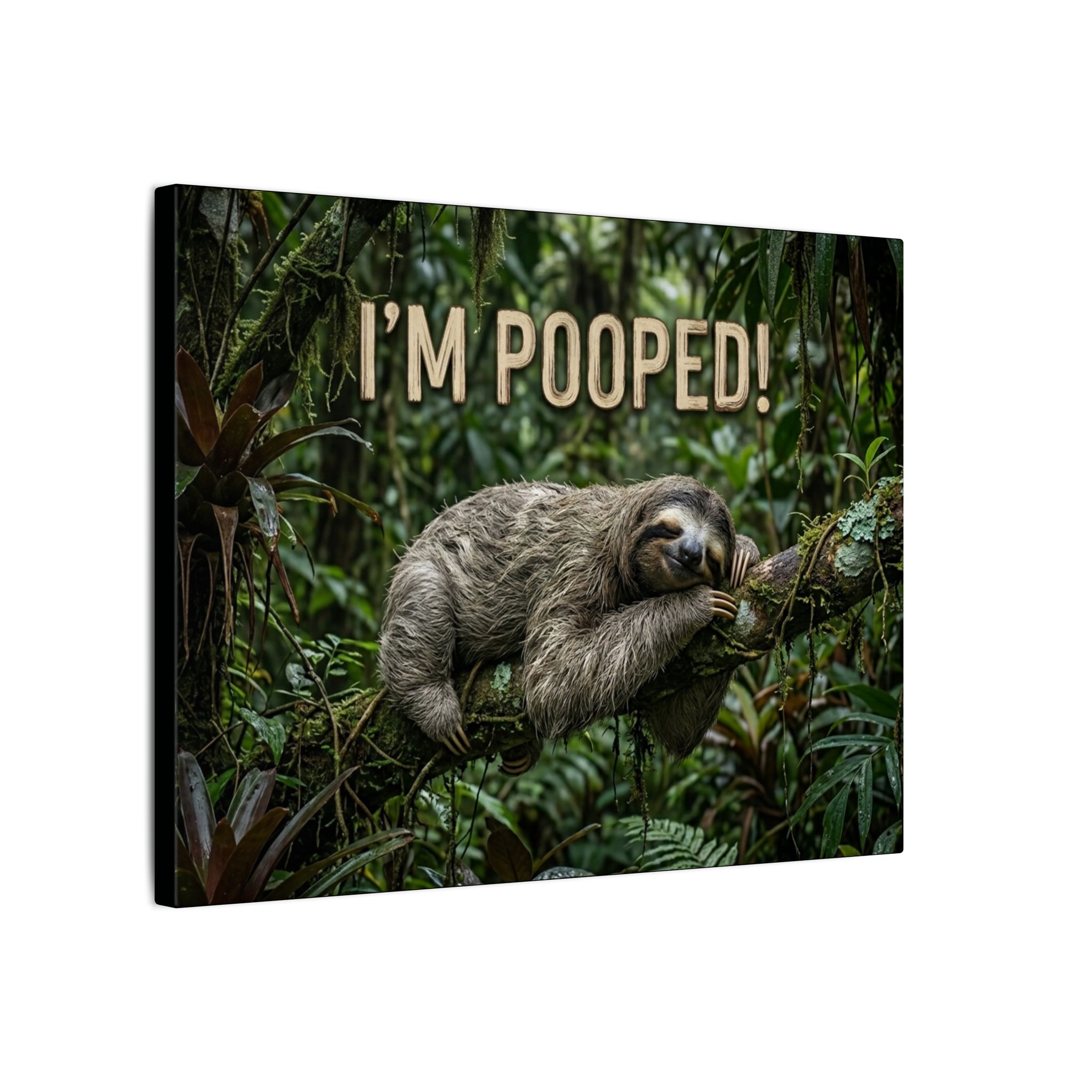 Sloth "I'm Pooped!" Funny Bathroom Wall Art Canvas - Matte Stretched Canvas - Image 14